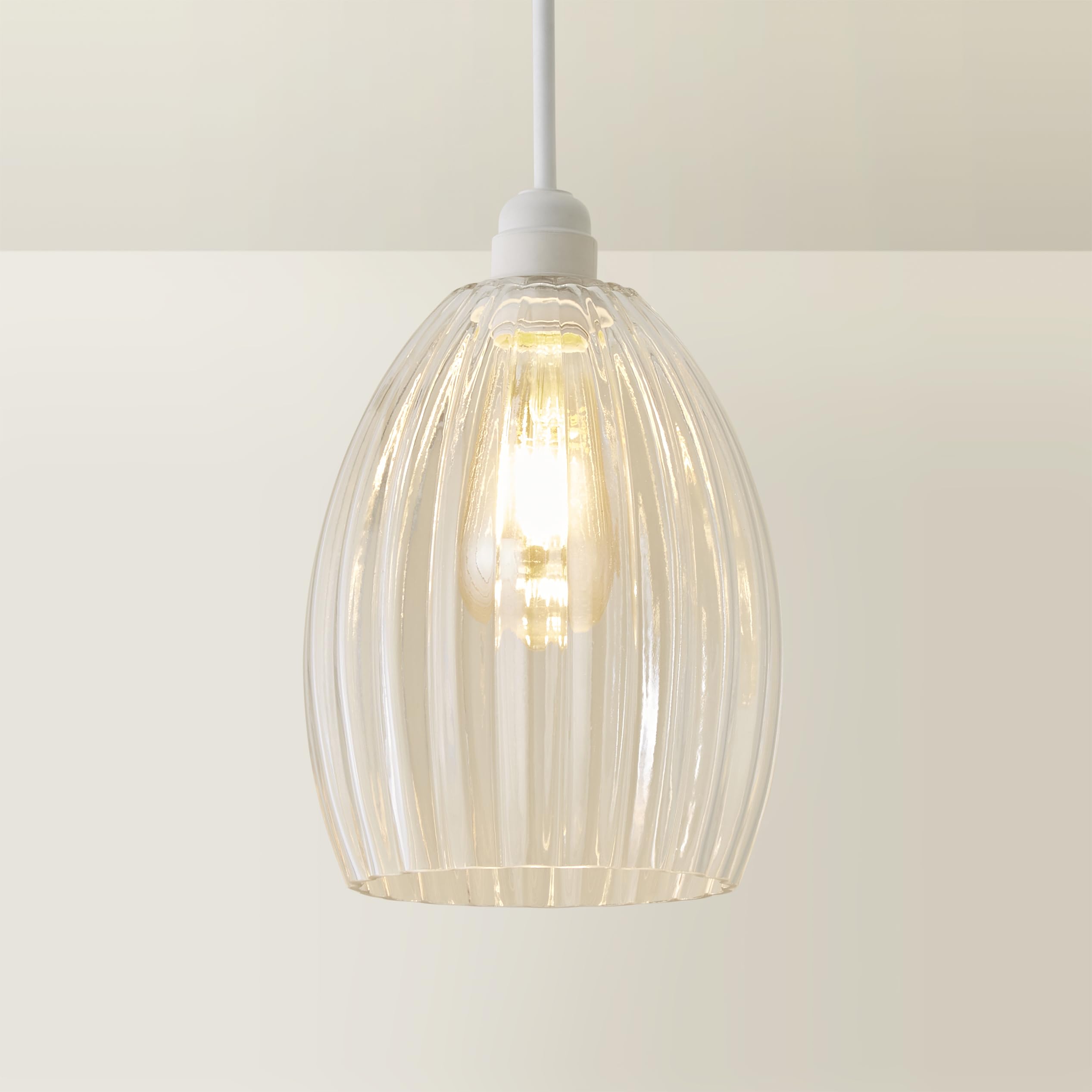 ValueLights | Cheltenham Clear Ribbed Glass Dome Easy Fit Lamp Shade with Bulb | Shades, Home Décor & Improvement Essential |