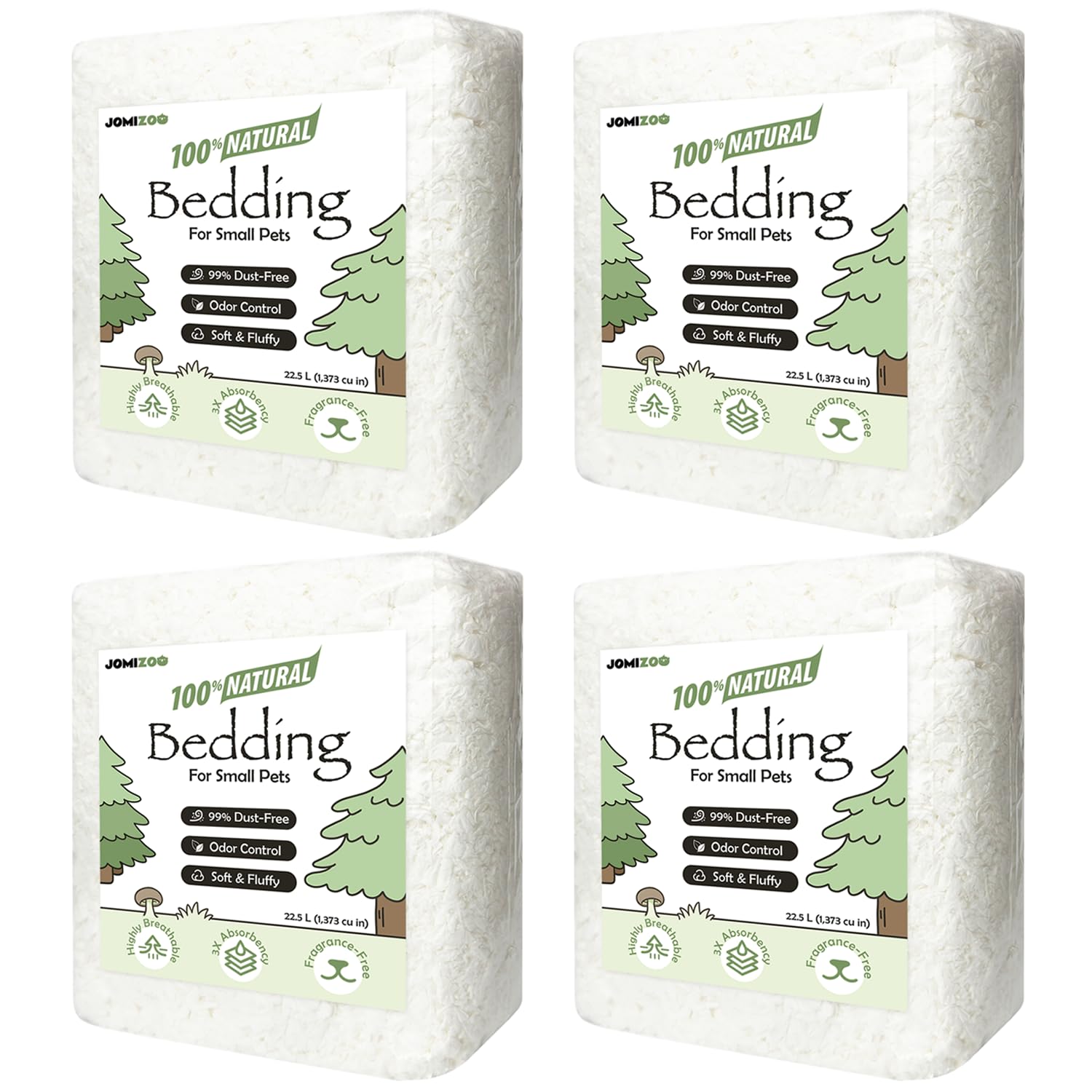 JOMIZOO Natural Paper Bedding for Small Pets, 99% Dust-Free, Soft, Fluffy and Absorbent, for Hamsters, Gerbils, Mice, Rats and Guinea Pigs, Cloud White, 90L