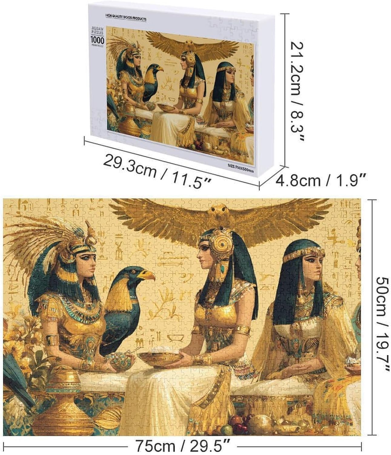 Egyptian Queen Gods of Ancient Egypt Puzzles for Adults 1000 PCS Wooden Jigsaw Puzzle Wall Decor Christmas