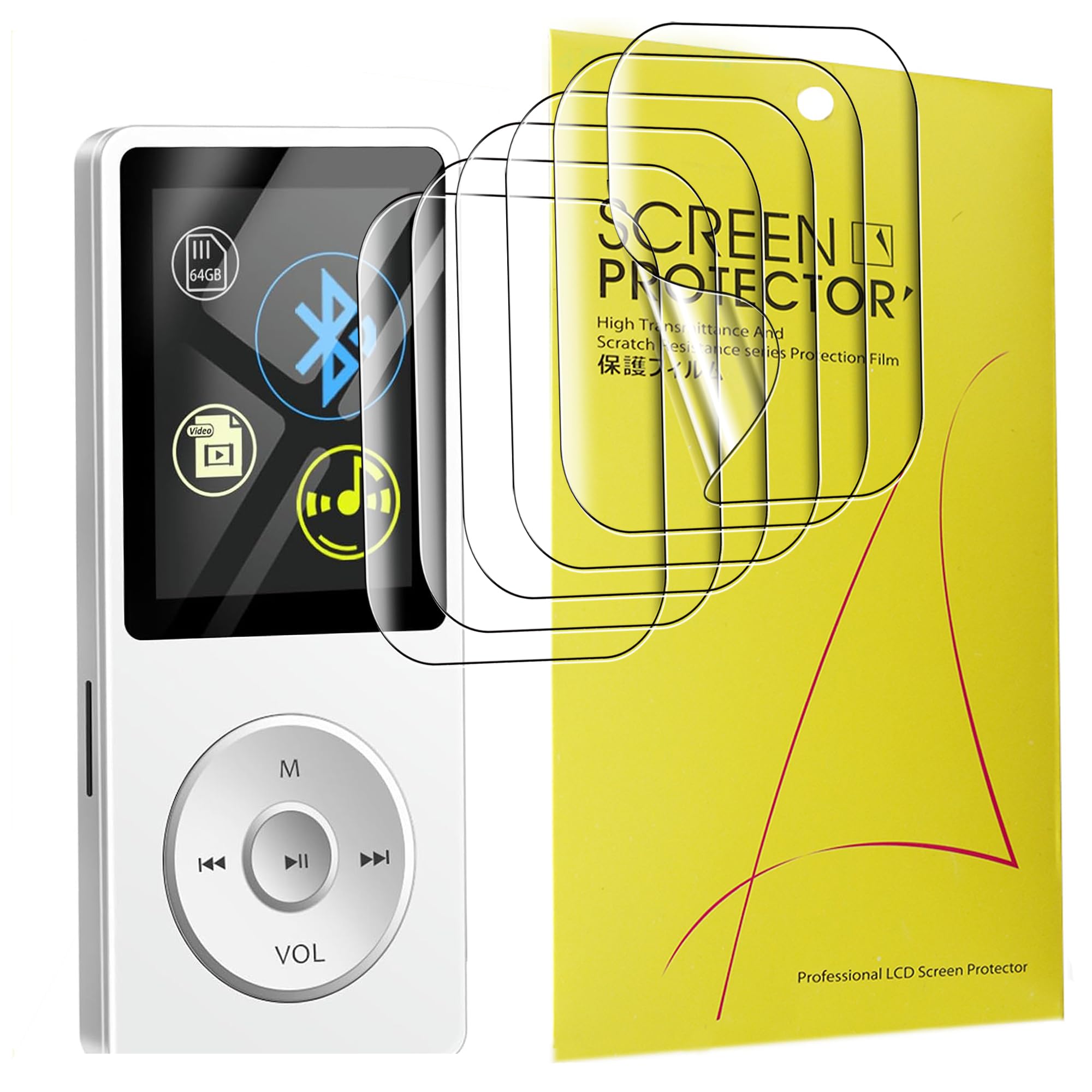 Lamshaw Full Coverage TPU Clear Film Compatible for Skybess MP3 Player-1.8 Inches (TPU-6 Pack)