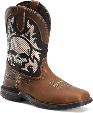 PHANTOM RIDER DOUBLE-H Witness 11" Wide Square Composite Toe Roper Boots for Men with Thomas Brown Leather and Original Design Textile and TPU Shaft
