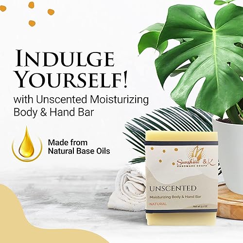 Miniatura 2 de Unscented Natural - Body & Face Soap Bar, Handmade Bath Soap, Moisturizing Bar Soap With Beeswax, Rice Bran Oil, & Natural Base Oils, Natural Soap