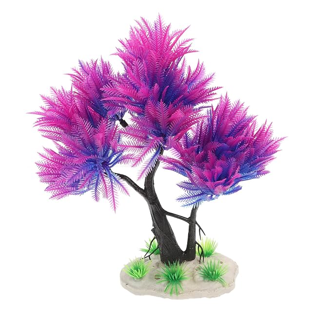 YARNOW Realistic Aquarium Plant Decoration Artificial Betta Fish Tank Plants Purple Plastic Fishtank Decor for Aquarium Landscape and