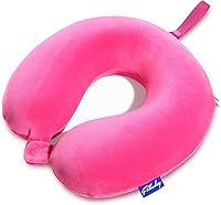 Vista 25 de Fabuday Memory Foam Neck Pillows for Travel - Airplane Pillows for Sleeping with Attachable Snap Strap Soft Washable Cover, Flight Pillow for Pink