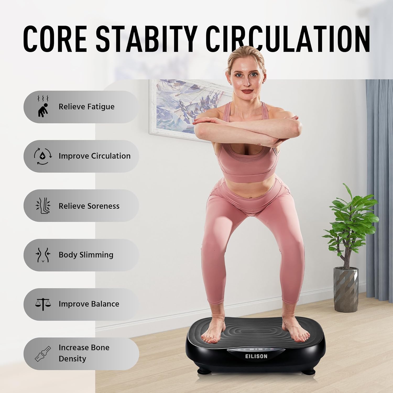 EILISON Glory Vibration Plate Exercise Machine - Lymphatic Drainage Whole Body Workout Vibration Platform 99 Adjustable Speeds Power Shaping Vibrating Plate, Weight Loss, 350 lbs - Image 2