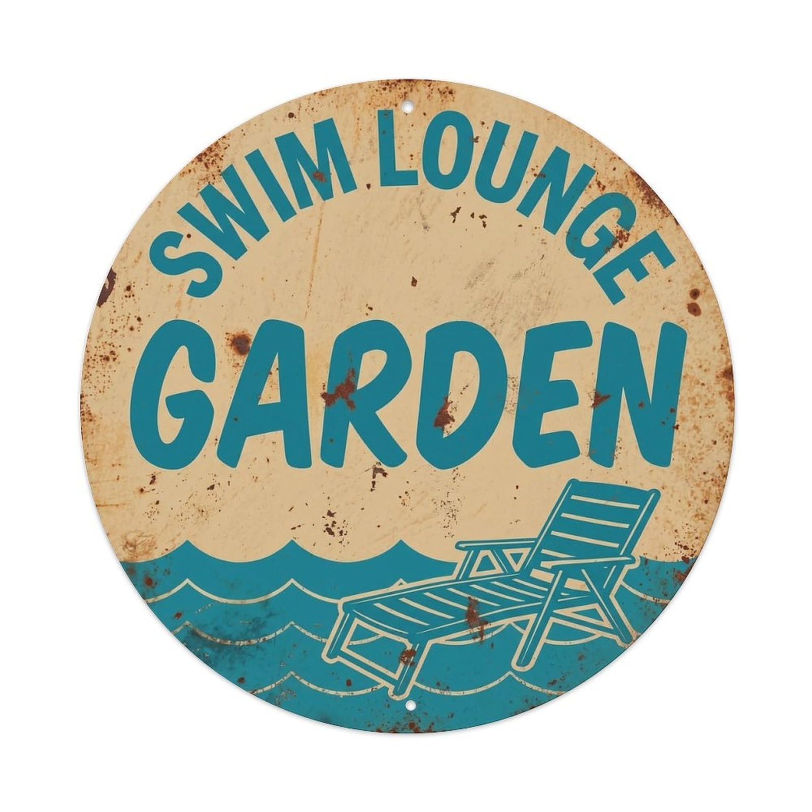 Yrnq Vintage Style Swim Lounge Garden Vintage Metal Tin Sign Plaque Wall Decor For Cafe, Club, Garden Round Metal Poster 8X8inch