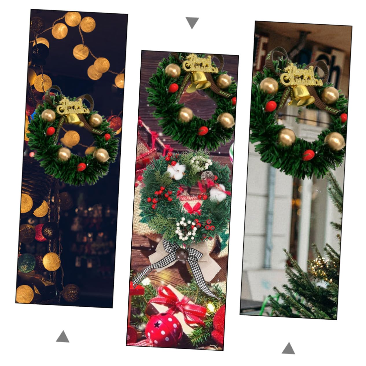 Guirnaldas Navideñas Colgantes de Plástico Verde, Pack de 4 Piezas, Adorno Navideño Clásico y Estilizado para Ambiente en Casa Durante Navidad