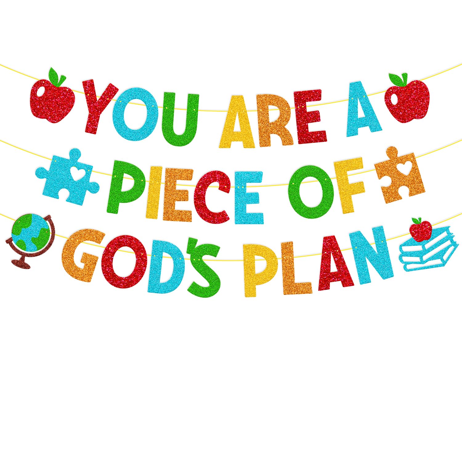 You are a Piece of God's Plan Banner Sunday School Decorations Christian Classroom Backdrop Kidโs Religious Bible Verse Bulletin Board Decor