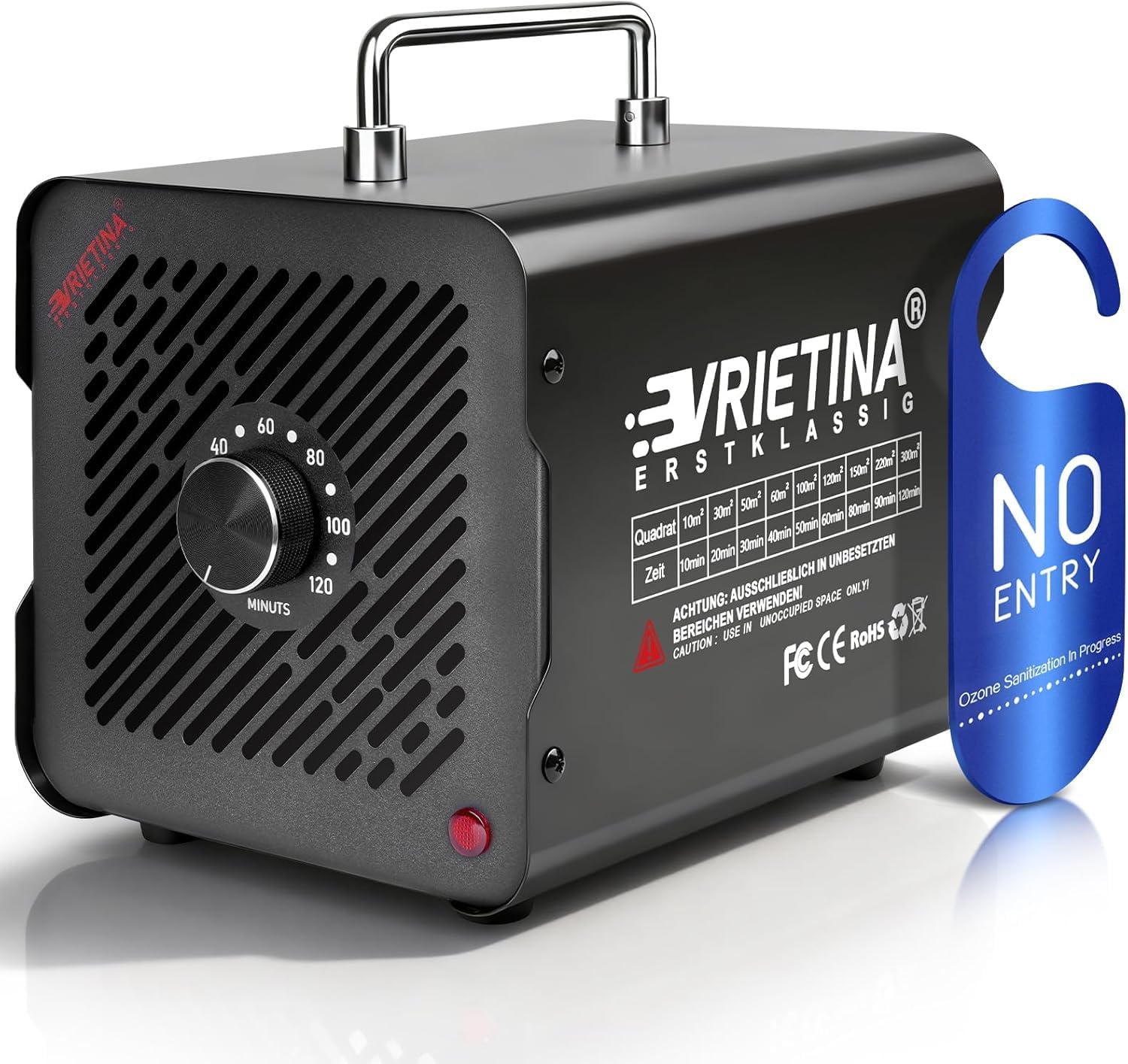 O3 Ozongenerator 100000mg/h, 120Min Timer, f. Auto Wohnung Haustier Küchen | bis 300㎡, 35dB, Industrieller Ozongerät Ozonisator Ozon Luftreiniger Geruchskiller Geruchsneutralisierer