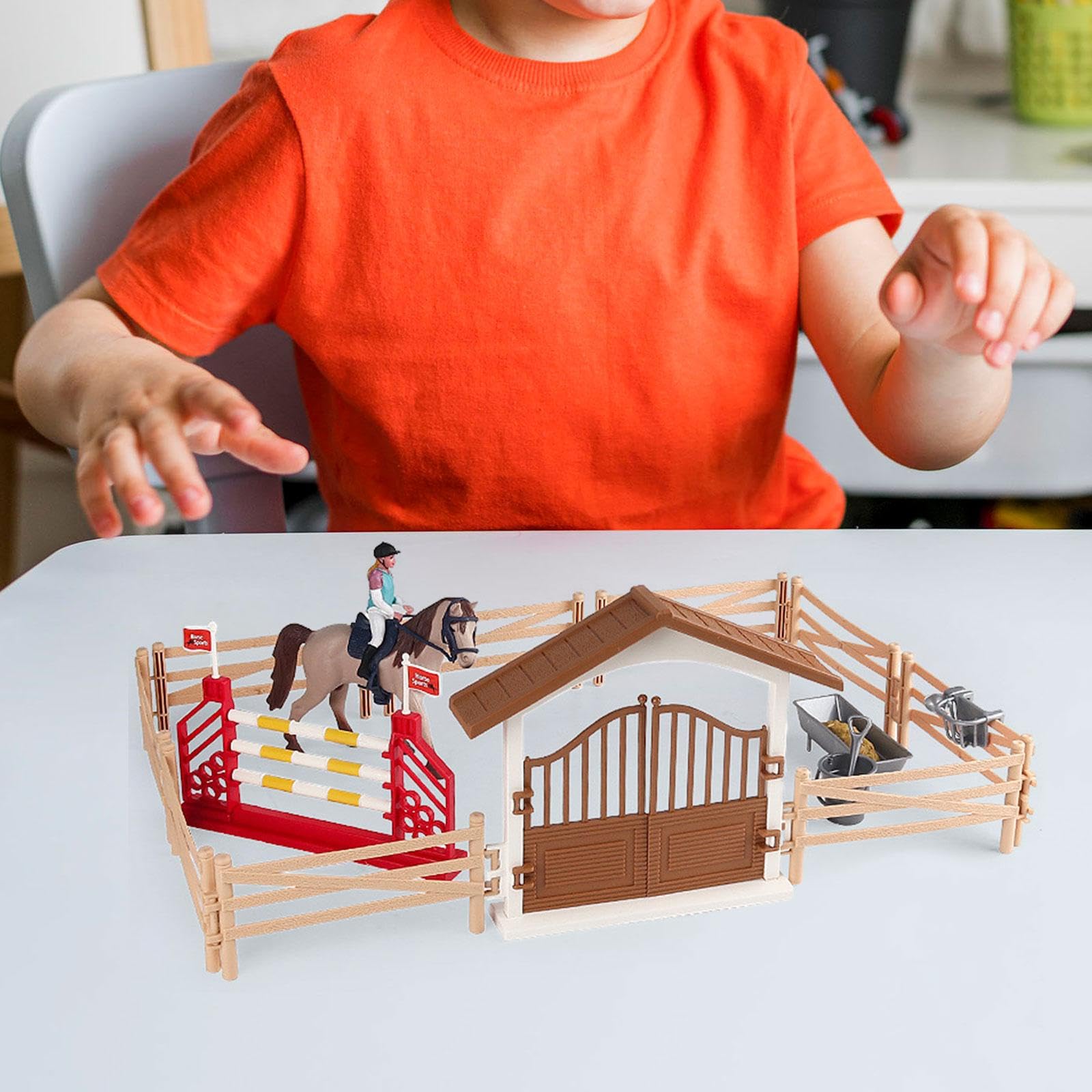 Set de Juego de Caballos con Figura de, Juguete de, Club de Equitación para Juegos de Figura de, Juguete de Caballos Par, Mujer Jinete