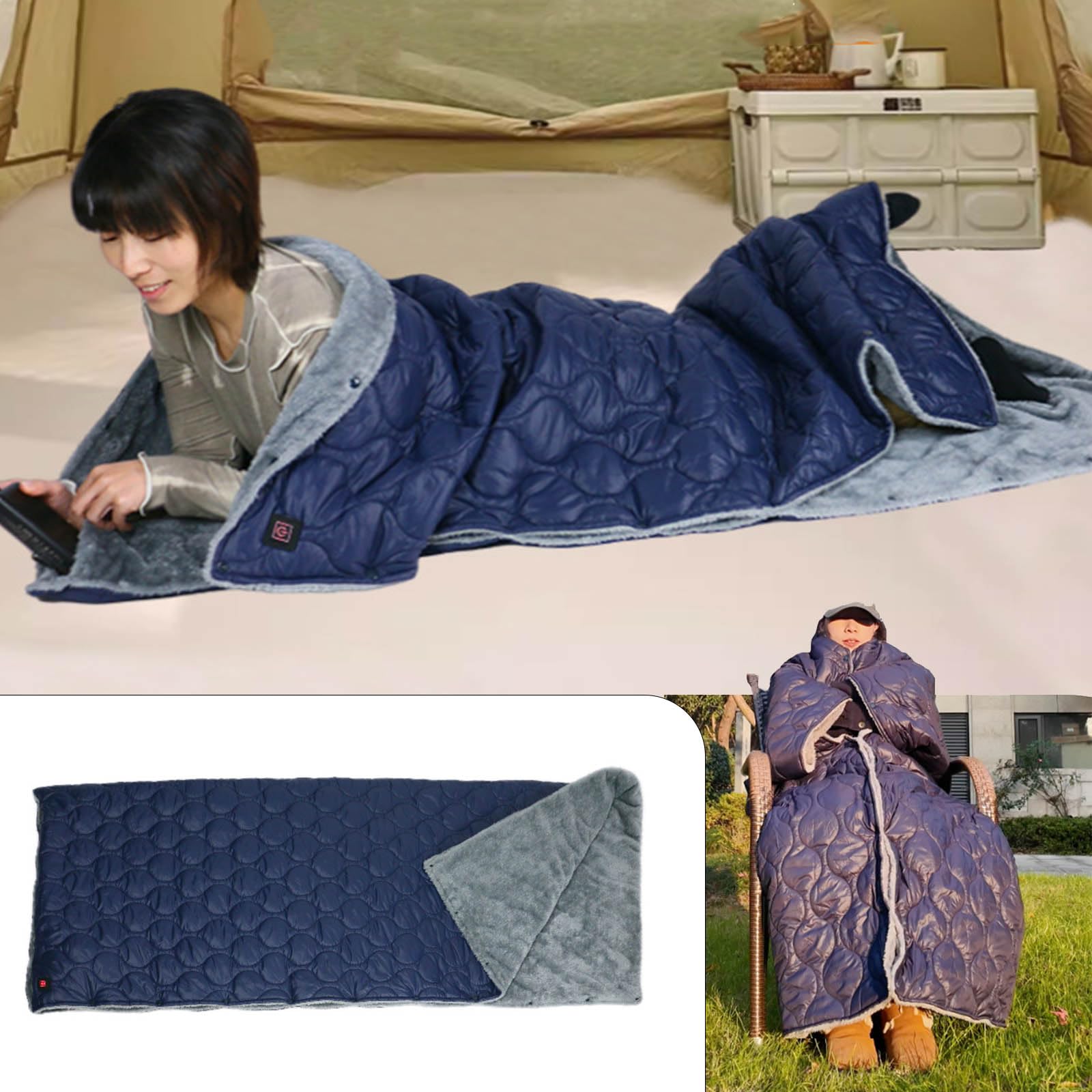 Grande 180x140cm Backpacking Coperta Elettrica USB Propulsiva 3 Configurazione Temperatura Surwarm Sicurezza Impermeabile Travel Addition USB Riscaldato Coperta per Backpacking