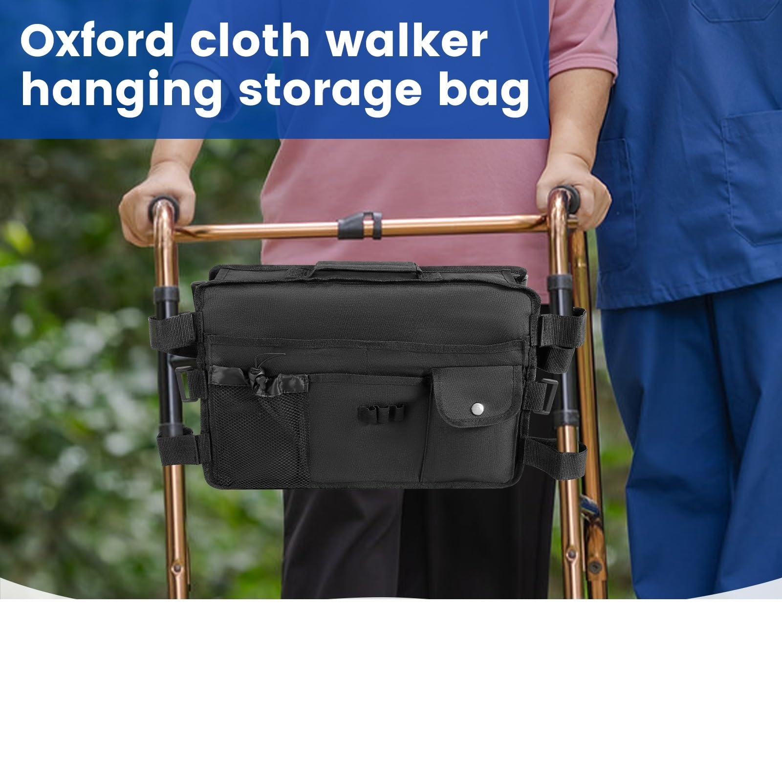 Bolsa para guardar sillas de ruedas Cesta colgante plegable grande con cierre ajustable, tela Oxford, bolsa for andador debajo del asiento