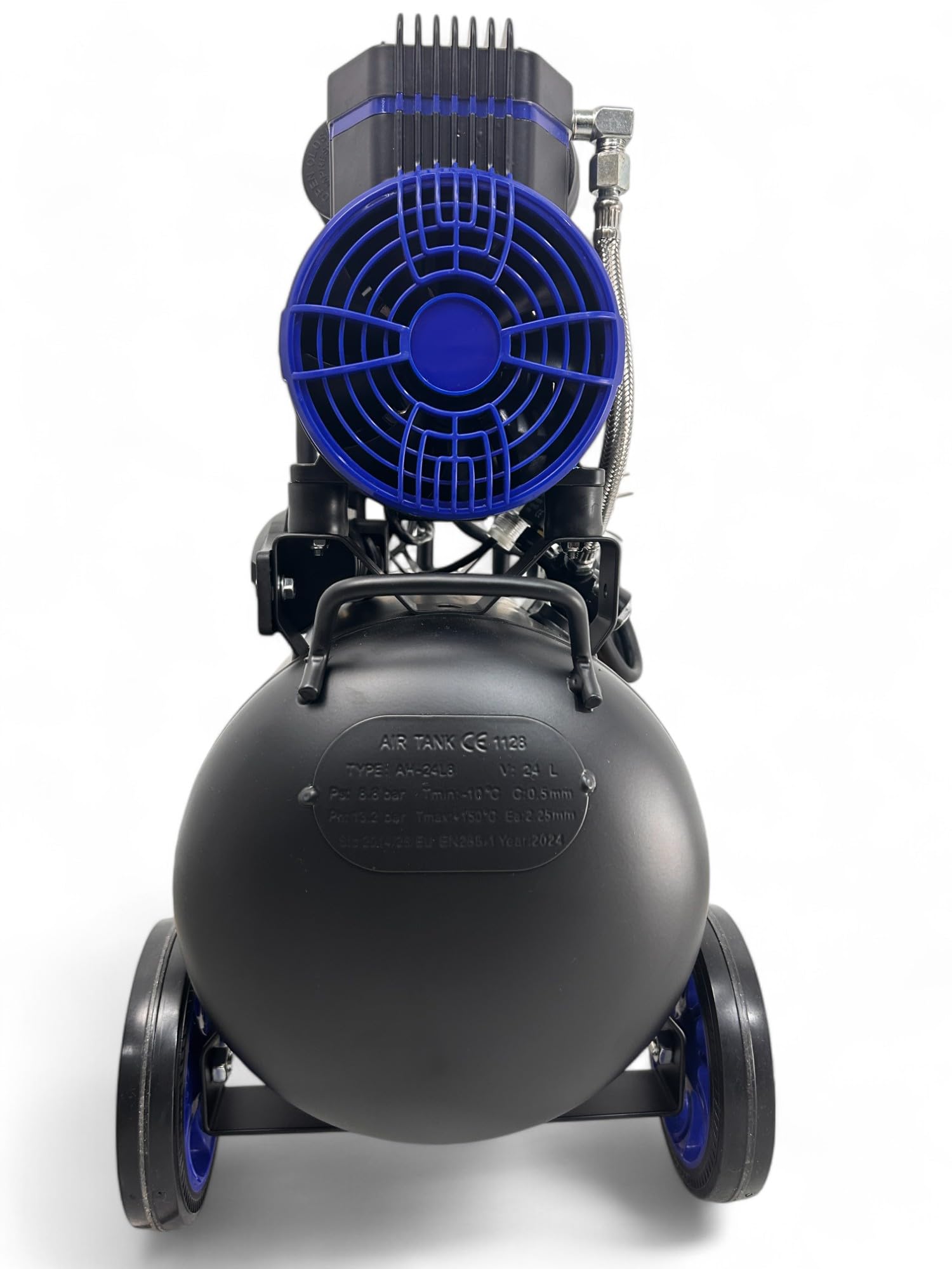 Airpro Compressore d'aria 2 CV, serbatoio da 24 l, compressore ad aria compressa senza olio (72 dB), 8 bar, 250 l/min, esente da manutenzione per officina e casa