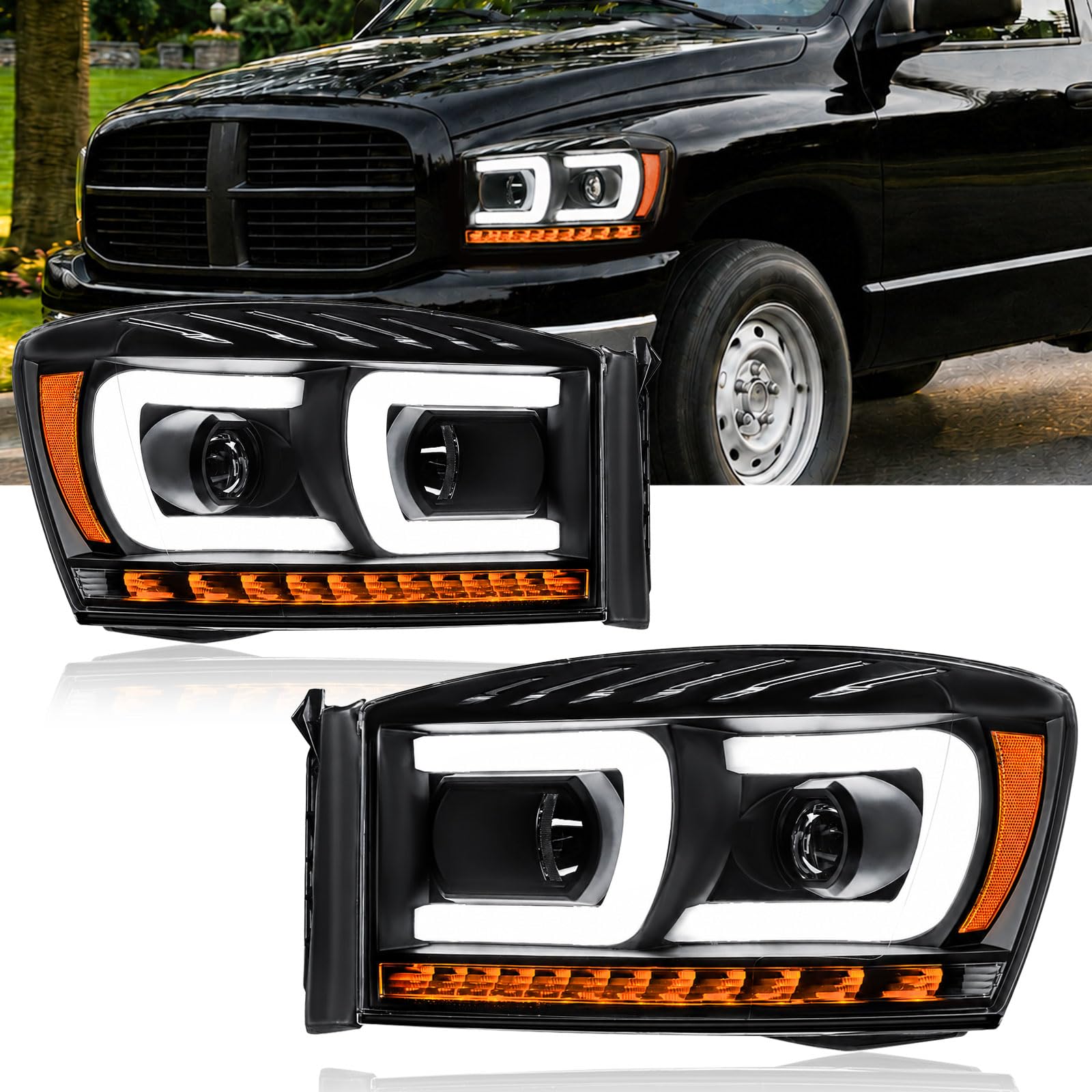 Photo 1 of Fullux LED DRL Headlight Assemblies for Dodge Ram 1500 2500 3500