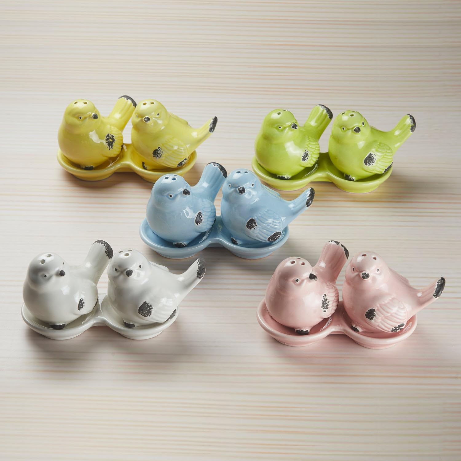 Kookee Ceramic Salt Pepper Set of 2 with Tray | White, Yellow (10663) — Amazon image 4
