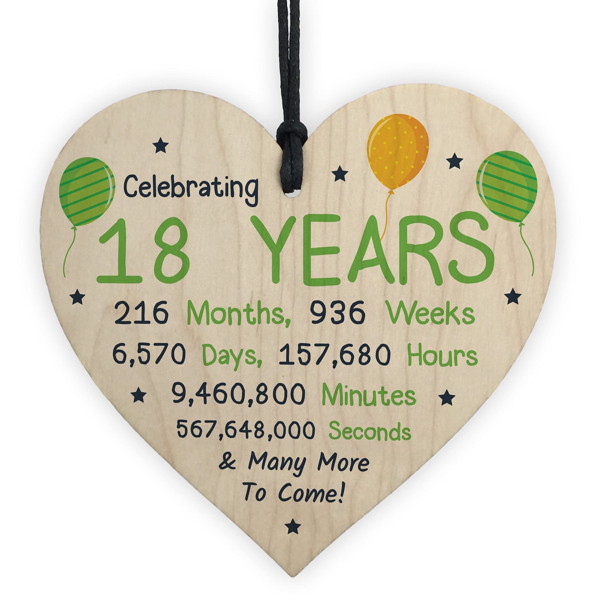Red Ocean 18th Birthday Novelty Wooden Heart Gift For Son Daughter Brother Sister Friend