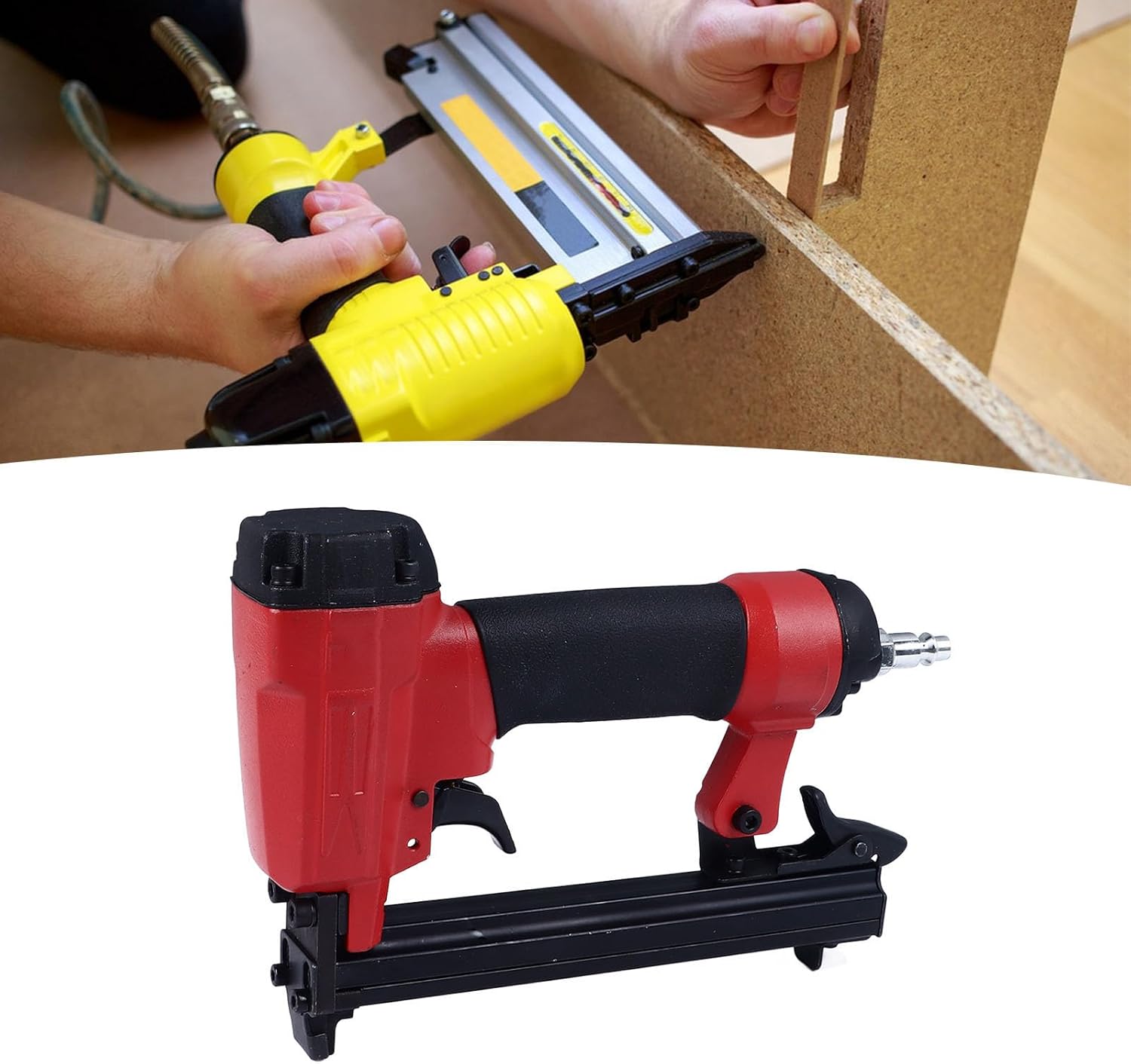 Pneumatic Nail Gun 1013U Air Powered Stapler for Furniture Engineering and Home Improvement Projects, U Shaped Steel Tool for Platoon Nailing and Construction Applications