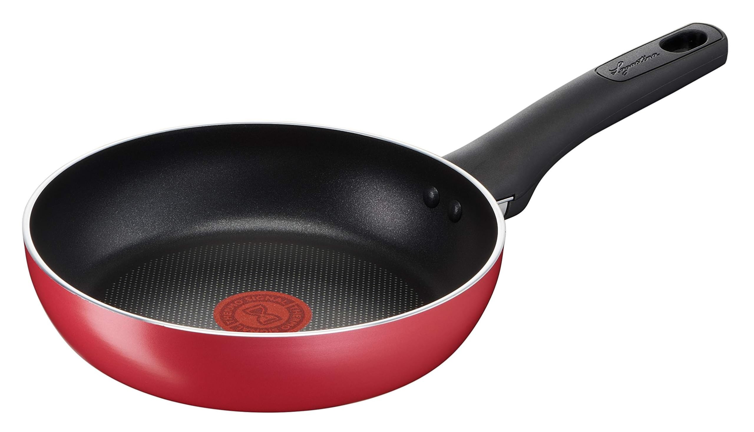 Lagostina Cucina Mediterranea Padella Ø 20 cm per Induzione, Alluminio Antiaderente, con Indicatore Cottura Thermo-Signal, Rosso