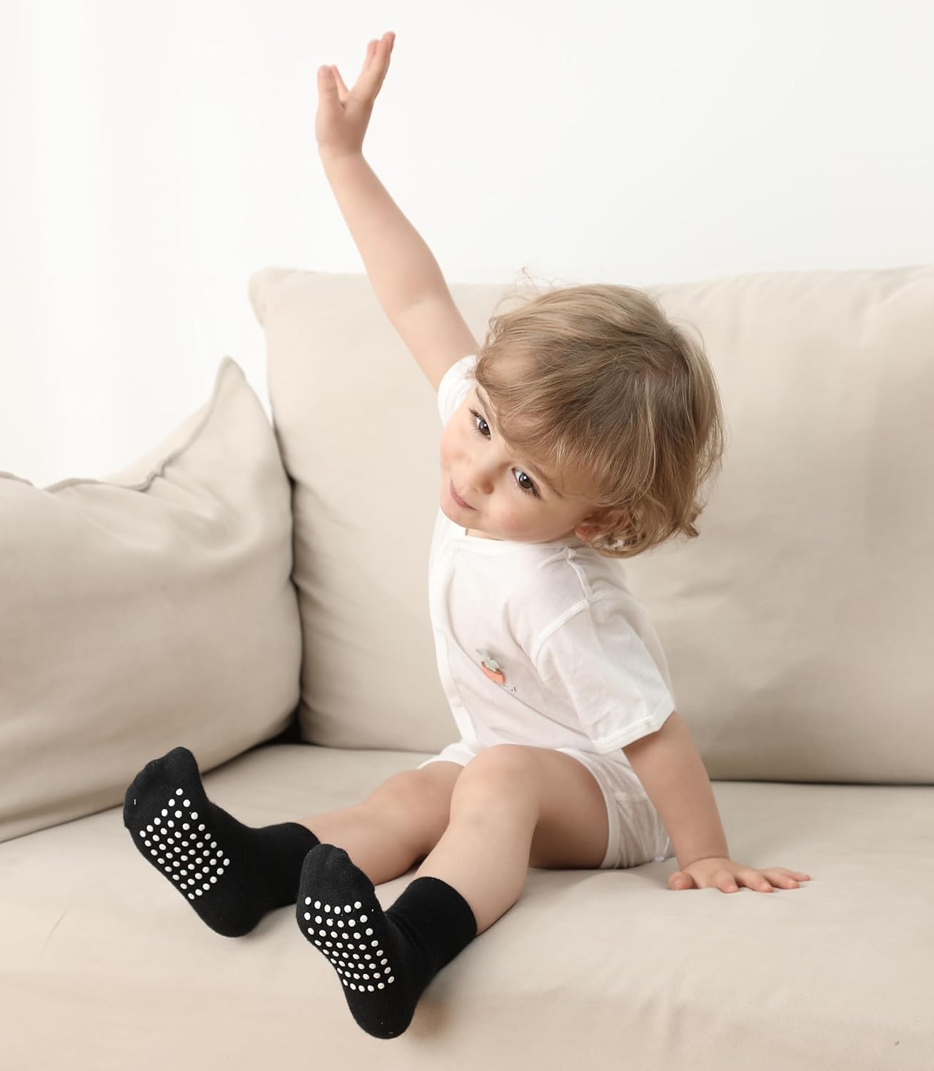 JAKIDAR 12 Pack Baby Toddler Socks Non Slip Grip Cotton Crew Socks for Boys Girls Infants Kids - Image 5