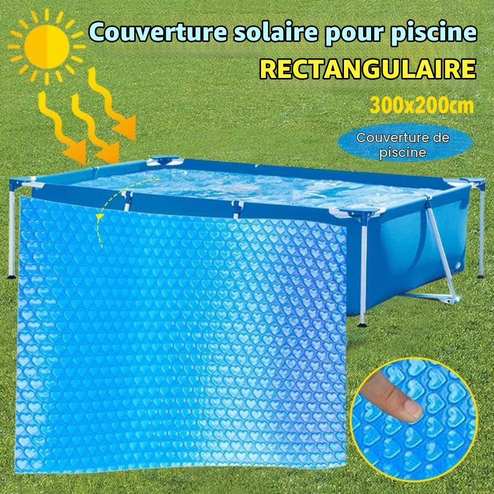 Bâche Solaire Rectangulaire pour Piscine Bâche À Bulles Couverture De Piscine Solaire Rectangulaire | Couverture De Protection Piscine Solaire Chauffage De Bassin Outdoor Jardin 300x200cm