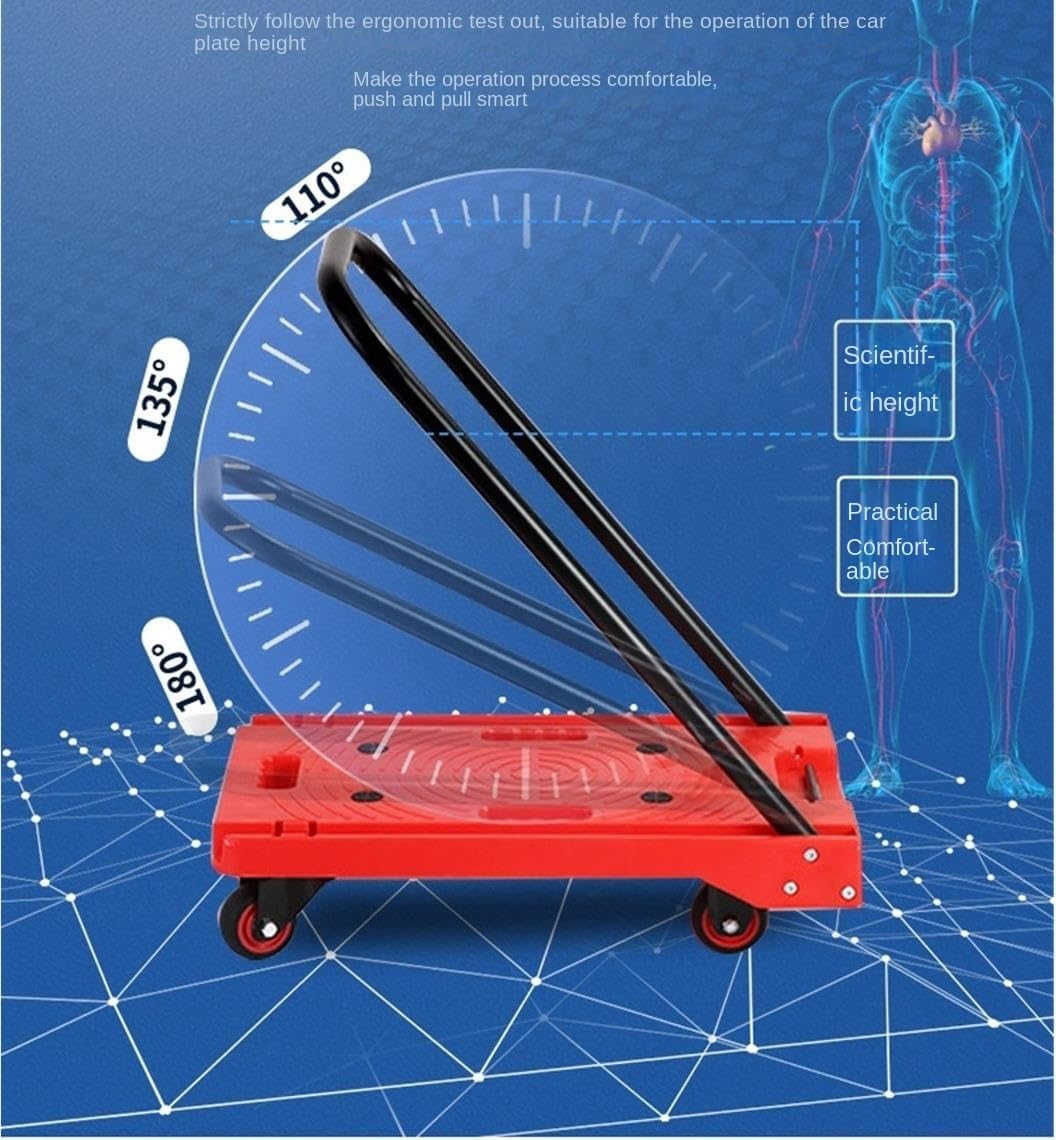 Carrello A Pianale Per Movimentazione Carrello A Piattaforma Pieghevole Con Ruote Per Uso Industriale(Black)