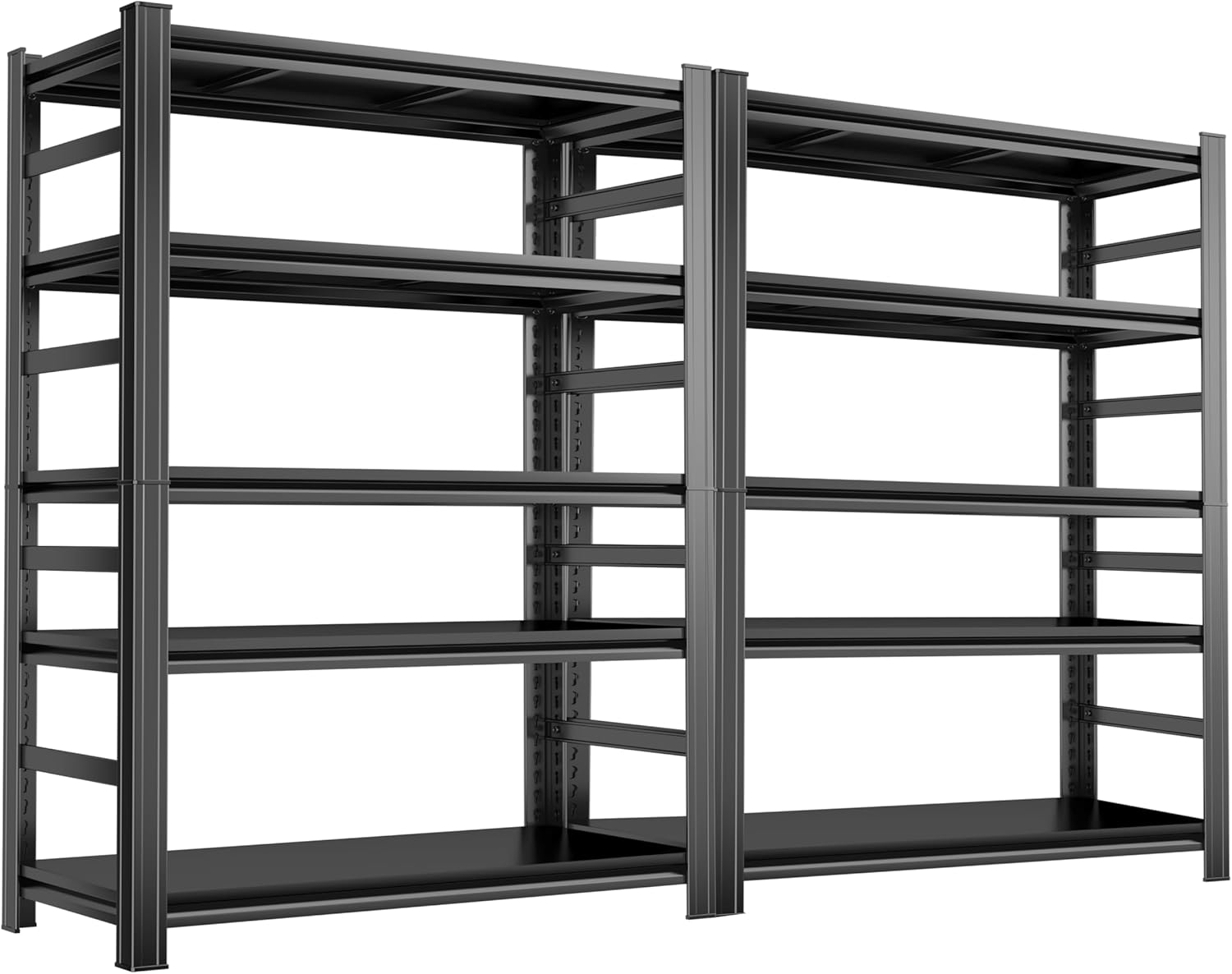 2pack Storage Shelves Heavy Duty Adjustable Metal Garage Shelving Unit Rack Metal Storage Shelf Heavy Duty Shelf for Garage, Basement, Pantry, Black, 72''H*48''W*24" D