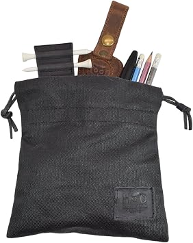Hide & Drink, Golf Valuables Field Pouch, Golf Bag, Multipurpose Pouch with String, Sport Organizer, Waxed Canvas, Handmade