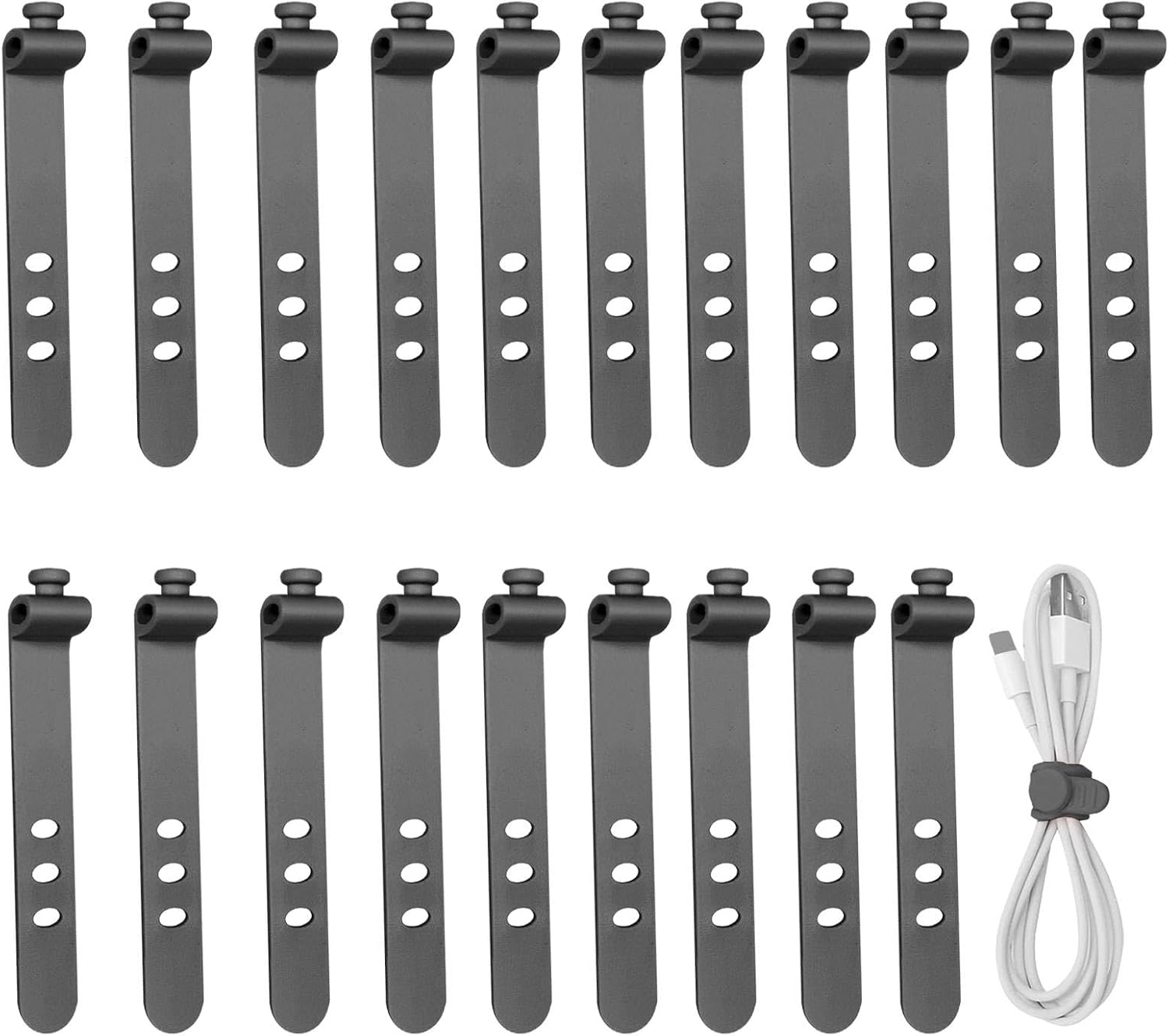 Cable Straps - Cord Organizer Ties | Reusable Cable Organization Ties for Wire Management and Cord Organizer, Set of 20 Multi-purpose Fastening Cable Ties