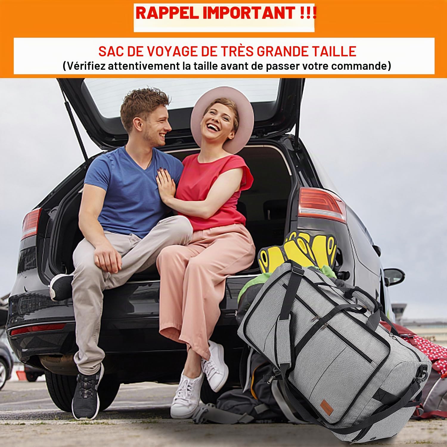 Upeelife Sac Voyage Pliables 125L, Grand Sac de Voyage Femme Homme Sac de Sport, Etanche Sac Weekend avec Compartiment à Chaussures et Poche Humide