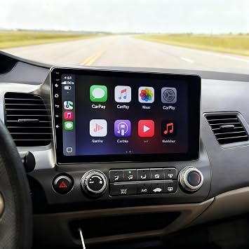 4+64G Radio for Honda Civic 2006 2007 2008 2009 2010 2011 with Wireless Carplay Android Auto, 10.1 1280x720 Touch Screen Upgrade for Civic Stereo Bluetooth, 32 EQ DSP, GPS, WiFi, 59 UI, Backup Cam