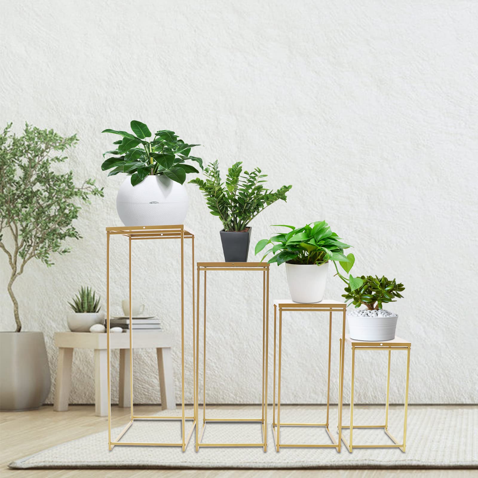 Set di 4 supporti per fiori dorati in metallo – Elegante porta fiori per matrimoni, feste e occasioni festive – Ideale come decorazione da tavolo per feste di Natale e anniversari