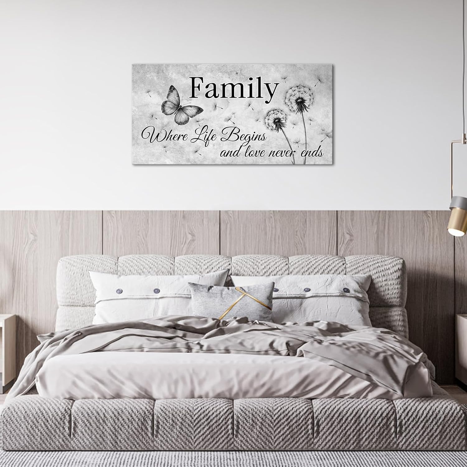 Canvbay Inspirational Quote Wall Art Family Where Life Begins and Love Never Ends Canvas Prints Artwork for Bedroom Living Room Kitchen 20x40inch - Image 3