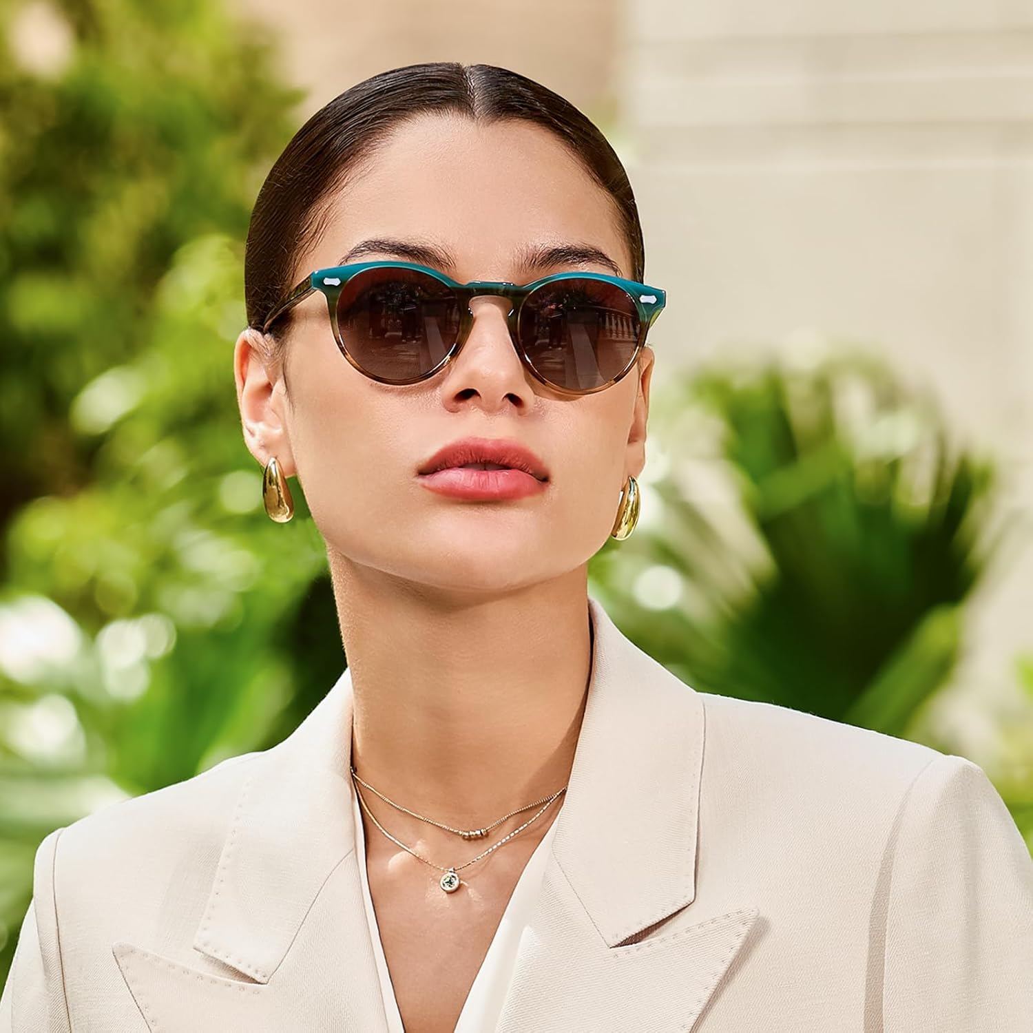 CARFIA Retro Polarized Sunglasses for Women UV Protection Acetate Classic Vintage Style Round Shades - Image 3