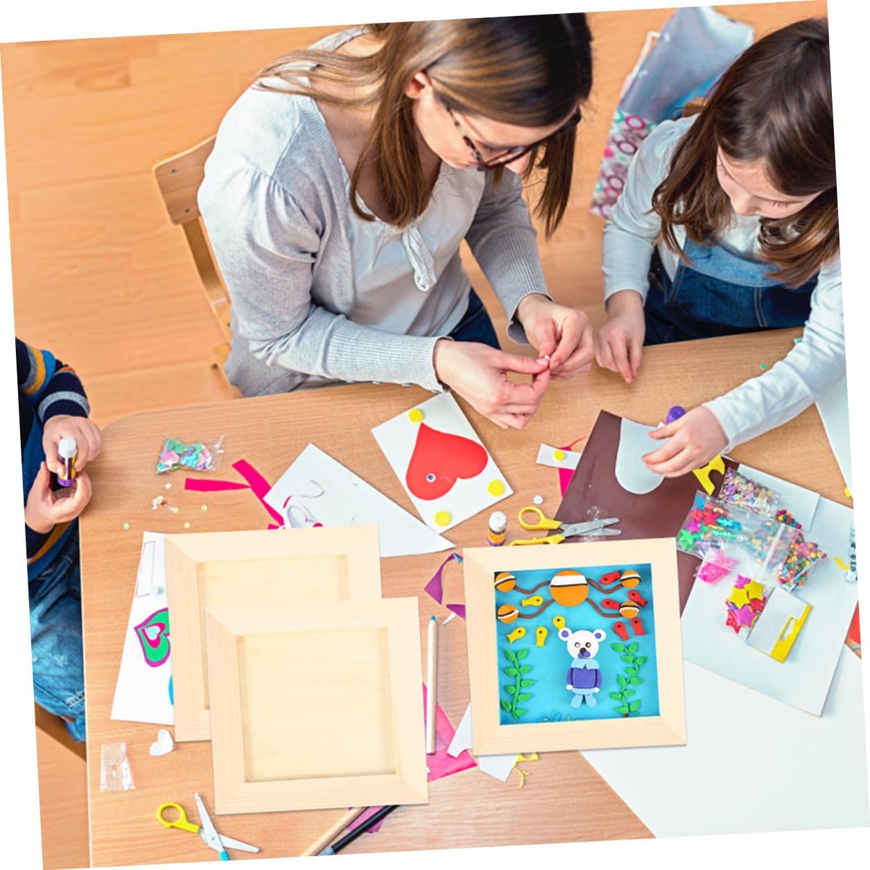 Clay Painting Frame for Children Boys and Girls 12x12cm Wood 5 Pack
