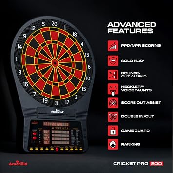 Arachnid Cricket Pro Tournament-Quality Electronic Dartboard up to 40 Games and 315 Variations (Including Popular Cricket Modes)