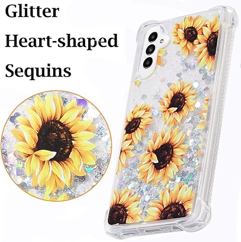 Miniatura 2 de FLOCUTE Funda para Galaxy A13, Galaxy A13 con purpurina floral, transparente, brillante, líquido, suave, cojín de TPU suave, a la moda, para mujer,
