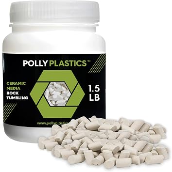 Polly Plastics Rock Tumbling Ceramic Filler Media Large Cylinder Size Non-Abrasive Ceramic Pellets for All Type Tumblers 1.5 lbs