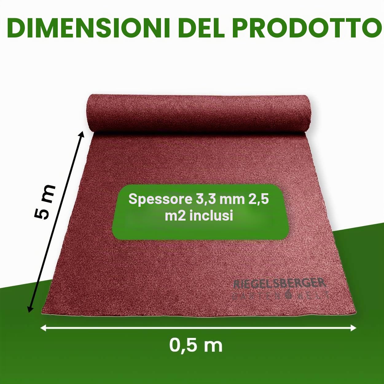 Gartenpirat Cartone catramato autoadesivo rosso 2,5 m² (0,5 x 5 m) KSK Membrana bituminosa per casette da giardino, tettoie per auto, gazebo e rimesse per attrezzi