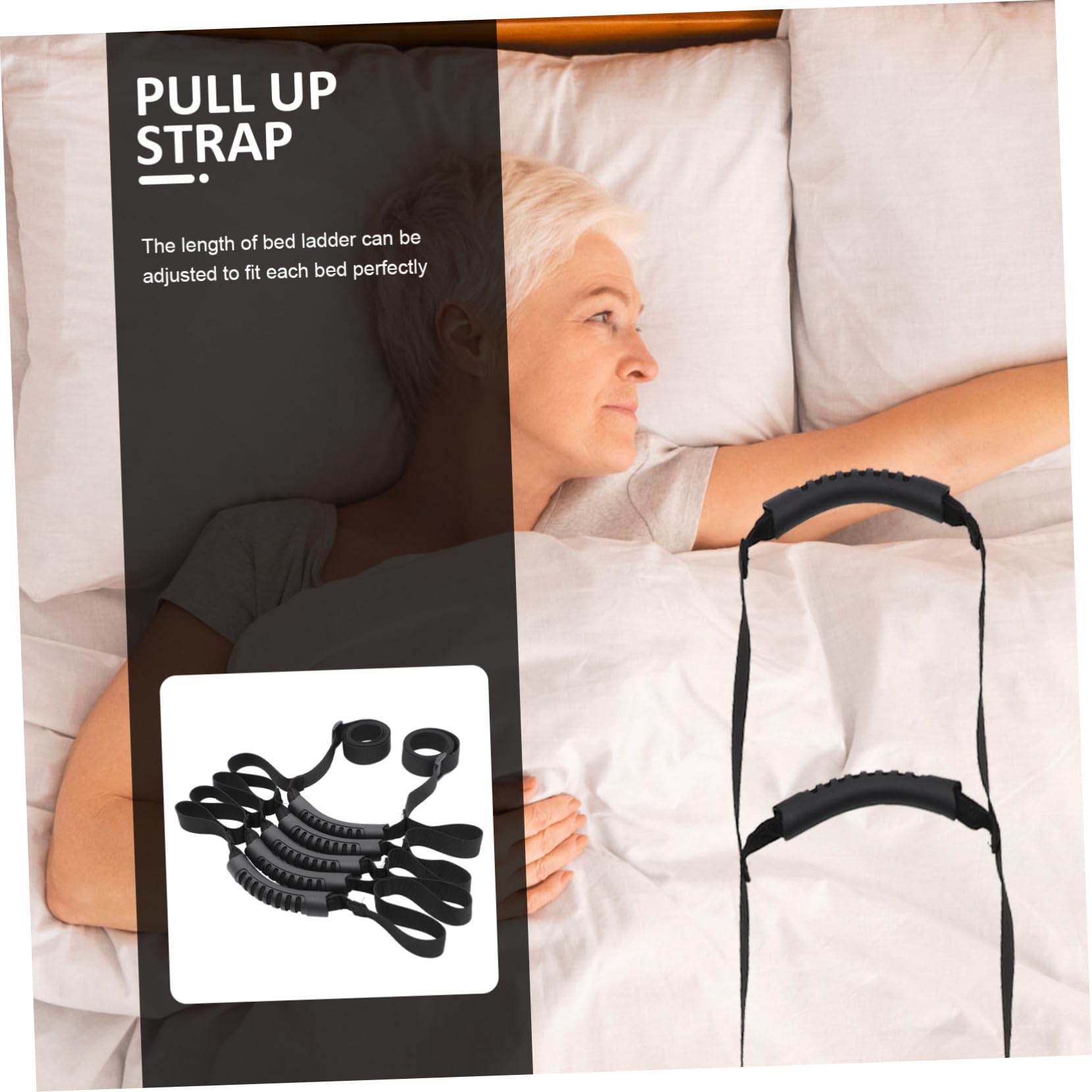 Veemoon Corda da Tirare Regolabile in Nylon ed Eva per Anziani Debolezza Agli Arti Inferiori, Aiuto Facile da Installare per Alzarsi dal Letto