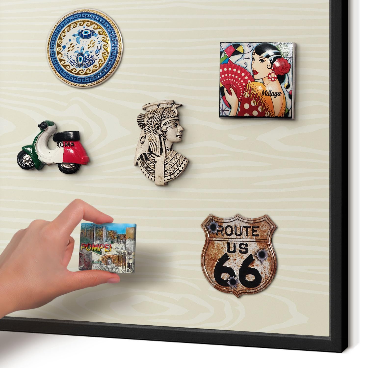 Panel Magnético Informativo 60x40 cm | con Marco Negro | Grano Beige | Montaje Fácil | Pizarra de Pared | Para Restaurante y Bar | Expositor para Menú, Ofertas del Día