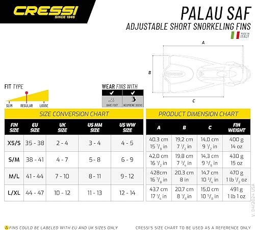 Miniatura 5 de Cressi Palau SAF Snorkeling Set, Blue, M/L Azul,Rosado,Amarillo