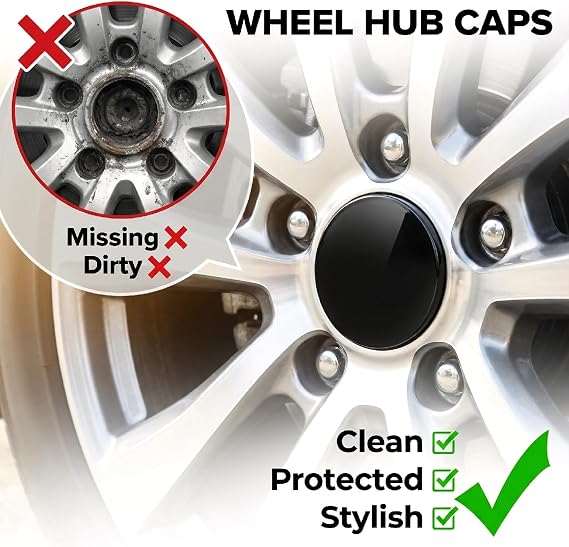 4PCS Black Universal Polished Wheel Hub Caps, Arc-shaped Glossy Car Wheel Cover, Plastic & Alloy Steel Cars Replacement Set, Suitable for Various Car Rims