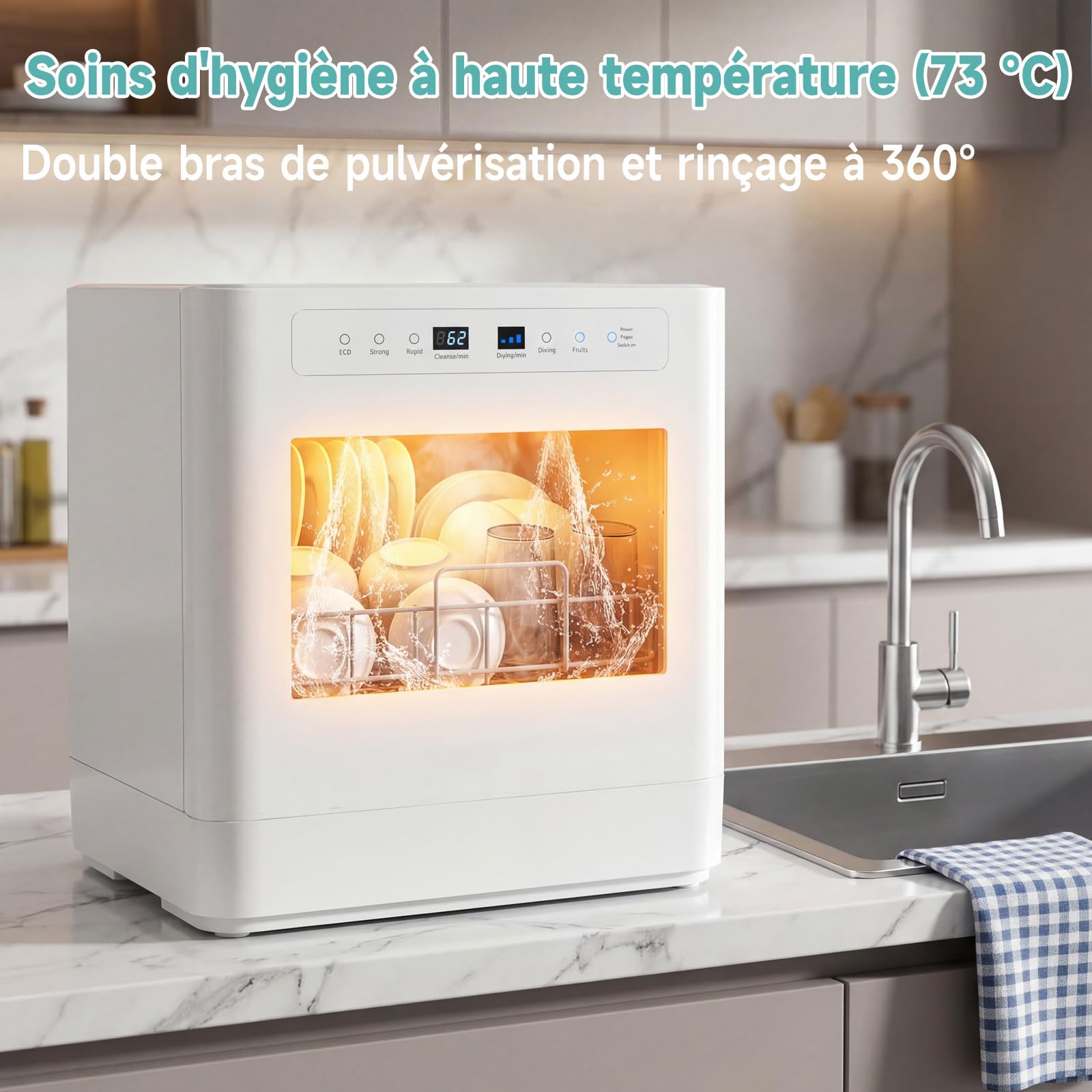 Mini lave-vaisselle 6 programmes 8 couverts 5 litres eau cuisine appartement