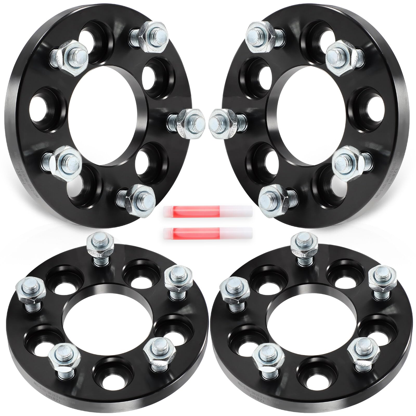 SCITOO 4 adaptadores de rueda de 5 x 100 a 5 x 114.3 pulgadas, orificio de 67.1 mm, pernos de 12 x 1.5, espaciadores de rueda de 5 lengüetas, sin central, ajuste para Camry 1986-1991, Celica 1993-2005
