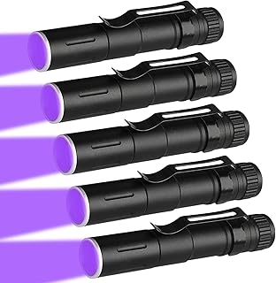 MODOAO UV Taschenlampe mit Stiftclip,UV Licht Schwarzlicht Taschenlampe,Tragbarer Wasserdichter Schwarzlicht Haustiere Urin Detektor für Harzaushärtung, Haustierurinerkennung, Skorpion (5 Pack)