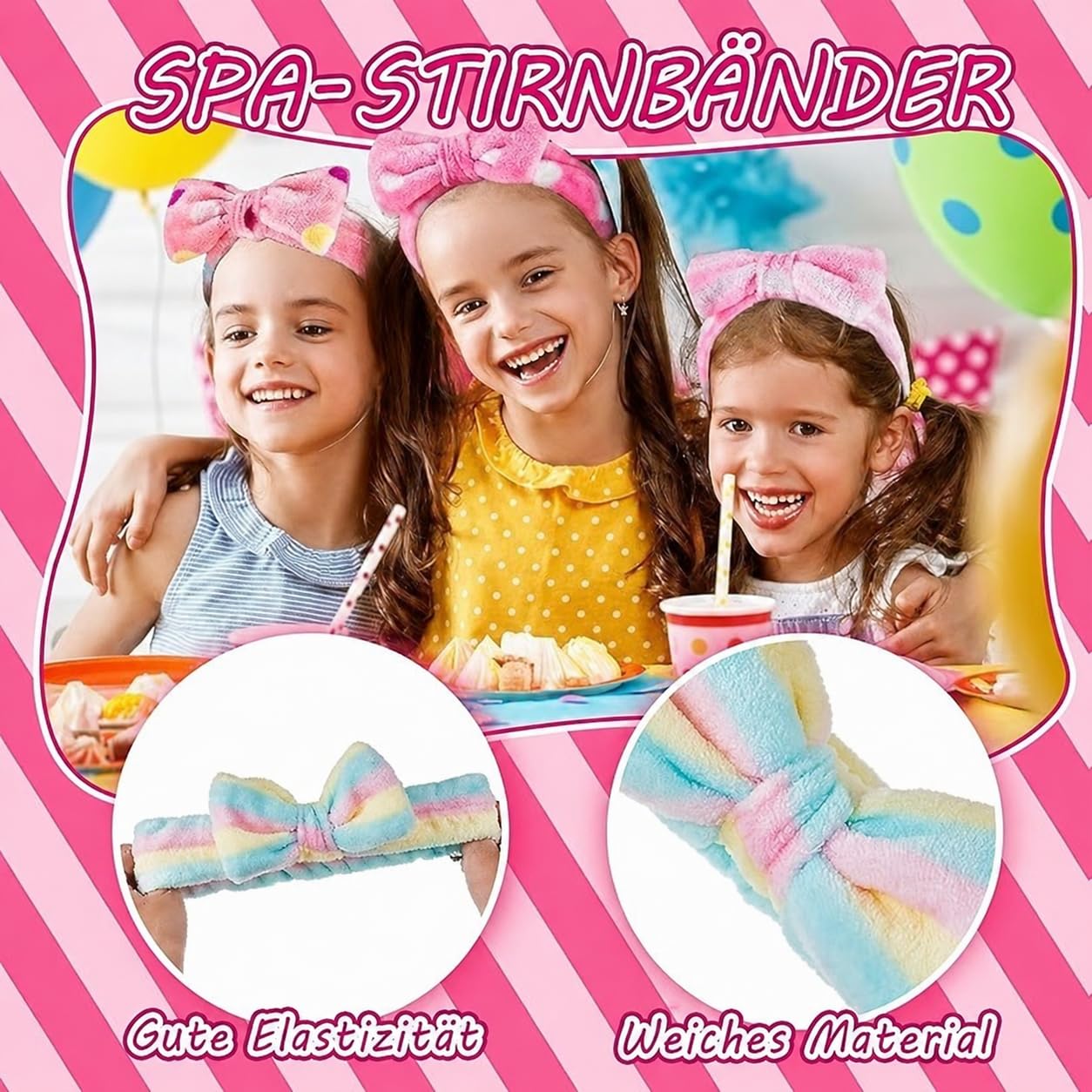 30 Stück Spa-Party-Set für Mädchen 10 Kimono-Bademäntel mit V-Ausschnitt, 10 weiche Spa-Stirnbänder, 10 Paar Einweg-Schaumstoff-Slipper