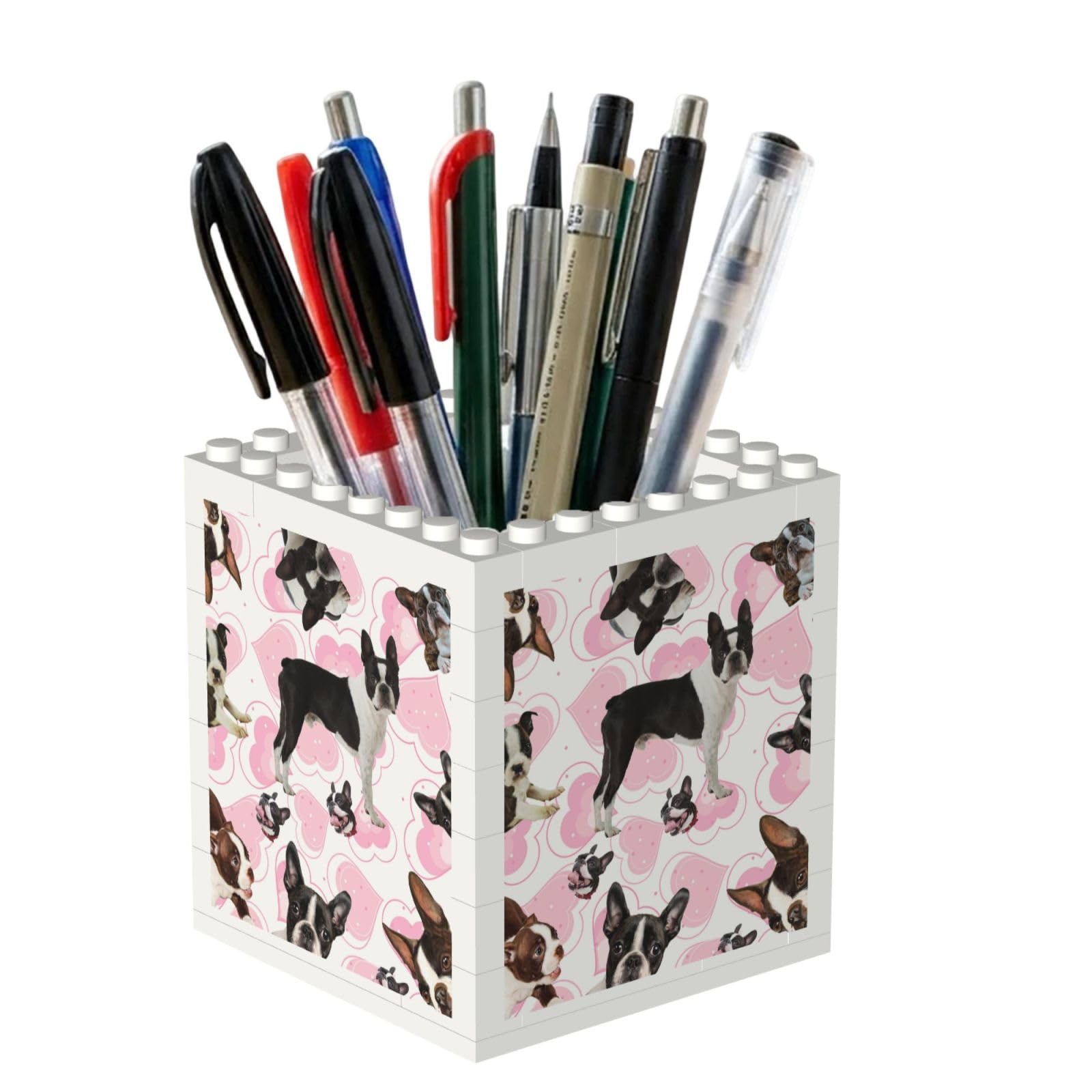 Poadnly Boston Terrier, Pen Pot Pencil Holder for Office Home School, Compact Desk Organiser for Office Stationery