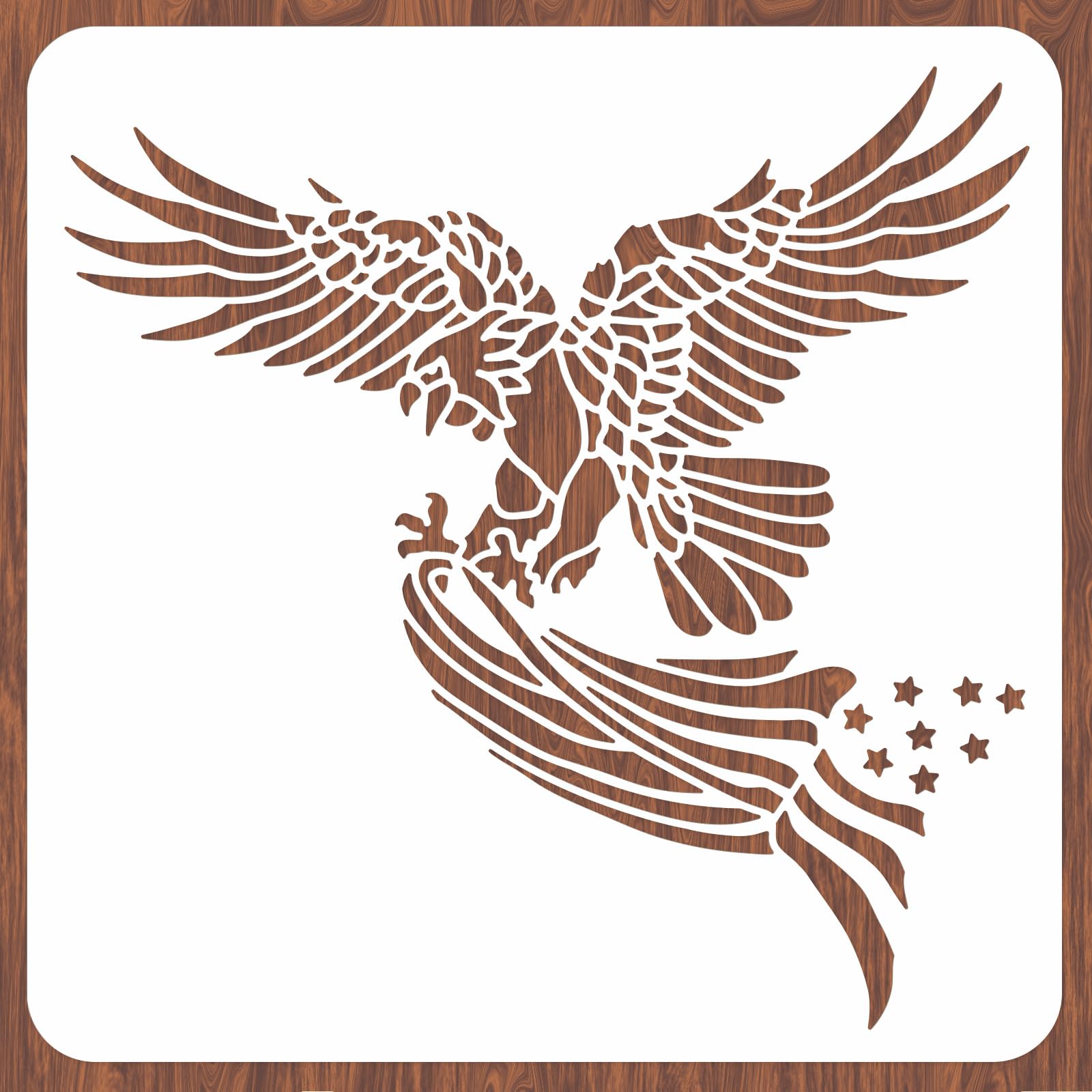 INFUNLY Eagle Wall Stencils Bird Large Stencils for Painting 12x12 Square Reusable Stencils Tile Stencil for Crafts Painting on Wood Paper Canvas Furniture Home Decoration