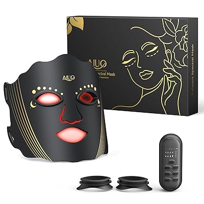 Red Light Therapy for Face, Led Face Mask Light Therapy with Rechargeable Remote, LED Face Mask Light Therapy at Home, Comfortable Red Light Therapy Mask, Black