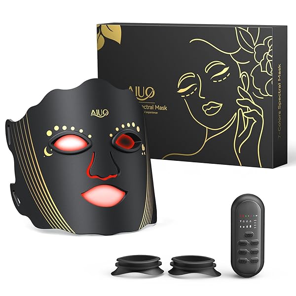 Red Light Therapy for Face, Led Face Mask Light Therapy with Rechargeable Remote, LED Face Mask Light Therapy at Home, Comfortable Red Light Therapy Mask, Black